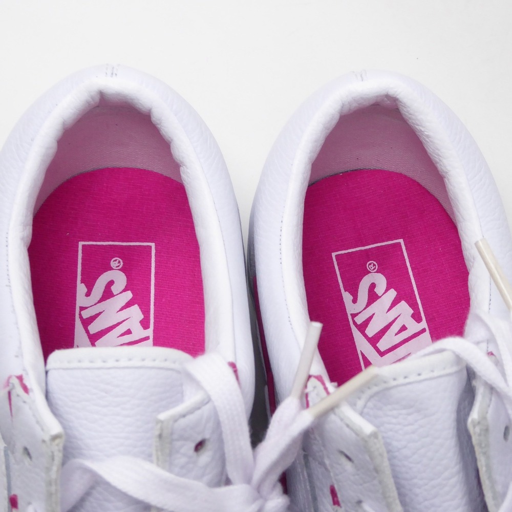 NEW Vans Mens Sneakers Shoes Leather White Pink Lightning Bolt Old Skool 11.5 - Picture 8 of 10